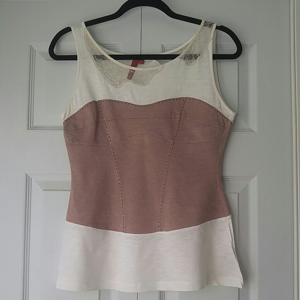 Anthropologie Lace Trim Corset Style Top
